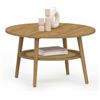 IDMarket - Tavolino rotondo HANAE 70 cm in faggio con piano in canna effetto naturale