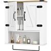 RELAX4LIFE Armadietto da Bagno con Ripiano Regolabile e Porta Asciugamani, Mobiletto da Parete, Organizer per Sopra il WC con 2 Ante per Soggiorno, Ingresso, Cucina, Bianco