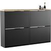 Planetmöbel 2 x scarpiera salvaspazio con 2 ante, scarpiera armadio con 4 ripiani, porta scarpe per ingresso, corridoio, guardaroba 60 x 23 x 80,5 cm, nero