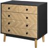 HOMCOM Cassettiera per Camera da Letto in Legno con 5 Cassetti, Stile Vintage Industriale, Grigio Scuro, 80x40x80cm