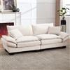 Zepneiy Divano a due posti dal design minimalista moderno, piumino, comodo e spazioso, unico cuscino, tessuto vellutato, adatto per soggiorno, camera da letto, ufficio (beige)