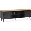 HOMN LIVING Mobile TV Desi a 2 ante, nero, 160 cm (larghezza) 40 cm (profondità) 55 cm (altezza)