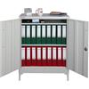 PROREGAL Armadi archivio ELEPHANT con serratura in metallo con gambe e 2 ante larghezza 80 cm 2 livelli grigio chiaro 90x80x40cm mobiletto per ufficio