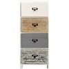 Rebecca Mobili Comodino Shabby, Cassettiera Bianca Beige Grigio, 4 Cassetti, Legno Paulonia, Per Camera Bagno - Misure: 79 x 30 x 24 (HxLxP) - Art. RE6483