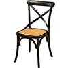Biscottini Sedie sala da pranzo legno massello 86x42x46 cm - Sedia cucina e soggiorno in rattan - Sedie in legno da esterno e interno - Sedia nera