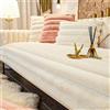 LINGKY Copridivano con Penisola in Peluche, Copridivano Angolare a Sinistra/Destra 3/2/1 Posti, Fodere Copridivano Angolare Copridivano Antiscivolo Chaise Longue a Forma di L (Crema,90x180cm)