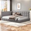 Zepneiy Divano letto imbottito 140 x 200 cm, letto multifunzione con rete a doghe in tessuto vellutato, grigio (materasso non incluso)