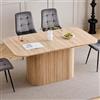 BenyLed Tavolo da Pranzo Rettangolare da 160 cm per 4-6 Persone, Tavolo da Cucina Moderno con Base a Doghe in Legno per Casa, Ristorante, Ufficio e Così via (Naturale)