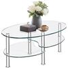 COSTWAY Tavolino da Salotto in Vetro Temperato Moderno, Tavolo Basso e Ovale con Piano Spazioso e 3 Livelli, Ideale per Soggiorno e Ufficio, 89 x 49 x 45 cm (Trasparente)