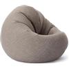 Lumaland Interior Line Poltrona a sacco, pouf 2 in 1, per interni, con imbottitura da 300 l, 120 x 80 x 75 cm, rivestimento effetto lino, grigio chiaro
