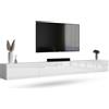 Planetmöbel Mobile TV West, porta TV lungo 280 cm, mobiletto TV sospeso o da appoggio, mobile TV per soggiorno, 2X mobile porta TV 37,8 x 140 x 30 cm, bianco