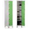 Brigros - Armadietto Metallico Multiuso, Armadio Spogliatoio Salvaspazio Con Serratura, Armadietto Vari Ripiani Con Ante In Metallo Per Ufficio O Spogliatoio (Verde, 5 Ante)