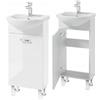Deftrans Domodomo Armadietto Bagno con Lavabo 38 x 84 x 20 cm Bianco Stand Mobile Lavandino Piccolo Lavabo con Mobile Mobile Ospiti Wc