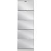 milani home - scarpiera salvaspazio 5 ante con specchio, bianco, 24 x 60 x 180 cm, truciolare bilaminato e vetro