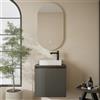 Planetmöbel Set mobili da bagno Lavabo con mobile sottolavabo 56 x 55 x 30 cm Antracite e rovere dorato, specchio da bagno illuminazione, 50,7 x 90,7 cm, senza cornice, ovale, 2 livelli illuminazione