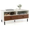 RELAX4LIFE Tavolino da caffè in Legno, Tavolino Basso da Salotto con 2 Cassetti, Tavolino Moderno per Soggiorno e Ufficio, Carico 90 kg, 95 x 48 x 45 CM