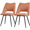 ML DESIGN modern living ML-Design Set di 2 Sedie per Sala da Pranzo Arancione Seduta in Poliestere con Gambe in Metallo Nero Poltrona da Cucina con Schienale da Soggiorno Sedie Imbottite per Ufficio Poltrone