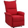 Totò Piccinni Poltrona Relax LISBONA reclinabile manuale con poggiapiedi Imbottita confortevole (Tessuto Rosso, Manuale)