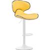 CLP Sgabello Design Cucina Las Vegas V2 In Similpelle Con Schienale I Sedia Alta Imbottita Girevole Regolabile 62-82 CM, Colore:giallo, Colore del telaio:bianco