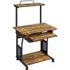Yaheetech Scrivania per Computer da Ufficio 132 x 80 x 50 cm Tavolo Porta PC Porta Stampante Ruote Tavolo per Computer Mobile con Ripiani Tastiera Scorrevole
