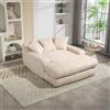 Soweiz Divano letto moderno in velluto a coste Cloud Couch con 3 cuscini morbidi, comodo divano da pavimento a posto singolo per soggiorno appartamento ufficio, 125 x 155 x 63 cm (Beige)