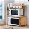 OHMG Mensola a microonde, piano da cucina a 3 livelli con 4 ganci, mensola in bambù per forno, ideale per appendere multifunzionale organizzatore scaffale cucina … (bambù (52 x 37 x 65 cm)