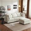 Moimhear Design Moderno, Mobili Imbottiti, Divano a Tre Posti, Soggiorno, Angolare con Poggiapiedi, a L (Beige)
