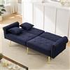 VIEKOS Moderno divano letto a 2 posti, rivestimento in velluto, schienale con 3 livelli di regolazione e piedini in metallo dorato, elegante divano con funzione di sonno, salvaspazio, resistente