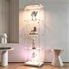BIYFSDS Vetrina in vetro a 4 strati per collezione con LED, vetrina moderna con 4 ripiani e 1 porta, armadio da collezione verticale per collezione su piedistallo vetrina da parete in vetro (bianco-2B