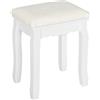 WOLTU Sgabello Bianco per Tavolo da Trucco, Sgabello in Legno Imbottito, Sedia da Make Up per Camera da Letto, Design Barocco， Rivestimento in Velluto, 37x28x44,5cm MB6095ws