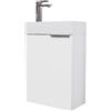 Planetmöbel Mobile bagno sottolavabo 40 cm con rubinetto cromata, mobiletto bagno con lavabo per bagni piccoli, WC ospiti, bianco