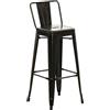 CLP Sgabello da Bar con Schienale in Stile Industriale Mason, con Schienale e Poggiapiedi, Sgabello da Bar con Schienale, Colore:Nero/Oro