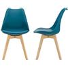 [en.casa] Set 2 Sedie con Gambe in Legno di Faggio e Scocca Rivestita in Similpelle Seduta Imbottita Design Ergonomico per Sala Pranzo Cucina Ufficio - Turchese