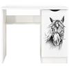 leomark scrivania per bambini in legno 90cm x 50cm x 77cm (LxPxA), set di mobili per computer, scrittoio stile moderno, tavolo per imparare e giocare, mobili per bambini, Ritratto di un cavallo
