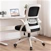 XUEGW Sedia da Ufficio Ergonomica - Sedia Girevole in Rete Traspirante con Braccioli Ribaltabili e Supporto Lombare per Computer - Ufficio Domestico(Nero e Bianco)