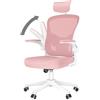 naspaluro Sedia da Ufficio, Sedia Ufficio Ergonomica, Poltrona Ufficio con Poggiatesta e 90° Bracciolo Regolabile, Sedia scrivania Traspirante con Supporto Lombare, Rosa