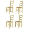 t m c s Tommychairs - Set 4 sedie modello Rustica per cucina bar e sala da pranzo, robusta struttura in legno di faggio levigato, non trattato, 100% naturale e seduta in paglia