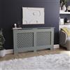 Vida Designs Oxford Copertura del radiatore Olive Grey - Grande - Motivo incrociato tradizionale per miglior circolazione del calore - H82xW152xD19cm - MDF verniciato per soggiorno e corridoio