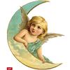1art1 Angeli Angelo Romantico nella Luna Falcata Sticker Adesivo da Parete 53x40 cm