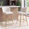 Ya-Home Set di 2 Sgabelli da Bar in Velluto Sgabelli Cucina Sgabelli Alti Moderni con Gambe in Metallo Dorato Sedie da Bar con Schienale per Cucina Bancone, Beige