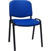 SEDIAOFFICE - Sedie Ufficio Senza Ruote, Sedia Scrivania Ergonomica, per Studio, Sala D'Attesa, Sala Riunioni e Conferenze, Comoda Sedia Ufficio in Ecopelle (Base, Blu Pelle)