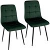 ANVOFONG Sedie Sala da Pranzo Set di 2, Addensato Olandese Cuscino di Velluto Adatto per Sala da Pranzo, Cucina, Soggiorno, Verde Scuro.