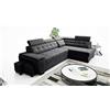 Robin Inspire Grand Divano angolare con funzione di letto cassetto per la biancheria due pouf poggiatesta regolabile angolo a destra nero 277 x 180 x 100