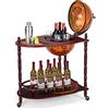 KOMFOTTEU Portabottiglie Bar Globe con Ruote, Supporto per Bottiglie a 2 Livelli, Carrello da Bar in Legno, Mobile Minibar per Bevande, per Ristorante, Festa (Marrone, 70 x 45 x 88 cm)