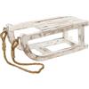 Spetebo Slitta decorativa in legno shabby bianco - 40 cm - in legno di mango con corda di sisal - Natale Avvento inverno davanzale per finestra