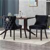 Ya-Home 2 PZ Sedie Sala da Pranzo in Velluto con Dettagli a Borchie, Nero