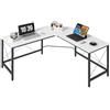 HOMCOM Scrivania a L Scrivania moderna ad angolo con struttura in acciaio Portata 70 kg per ufficio casa studio 150x150x76 cm Bianco