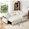 Soweiz Divano angolare allungabile, divano letto con porta bicchieri, porta USB, poggiapolsi e due cuscini, divano per soggiorno, camera degli ospiti, home cinema e appartamento (beige)