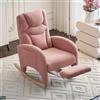 Kelodan Sedia a dondolo relax con bracciolo, sedia imbottita in tessuto rosa Teddy, soggiorno, camera da letto, portata 110 kg