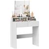 HOMCOM Tavolo da trucco con specchio con 2 cassetti e 3 scomparti, stile moderno per camera da letto, 75 x 38 x 135 cm, bianco